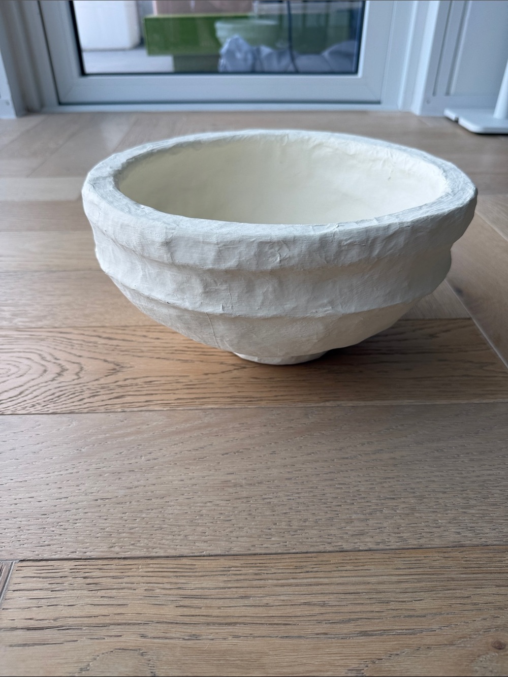 Handcrafted Cream Paper Maché Bowl - Home Art